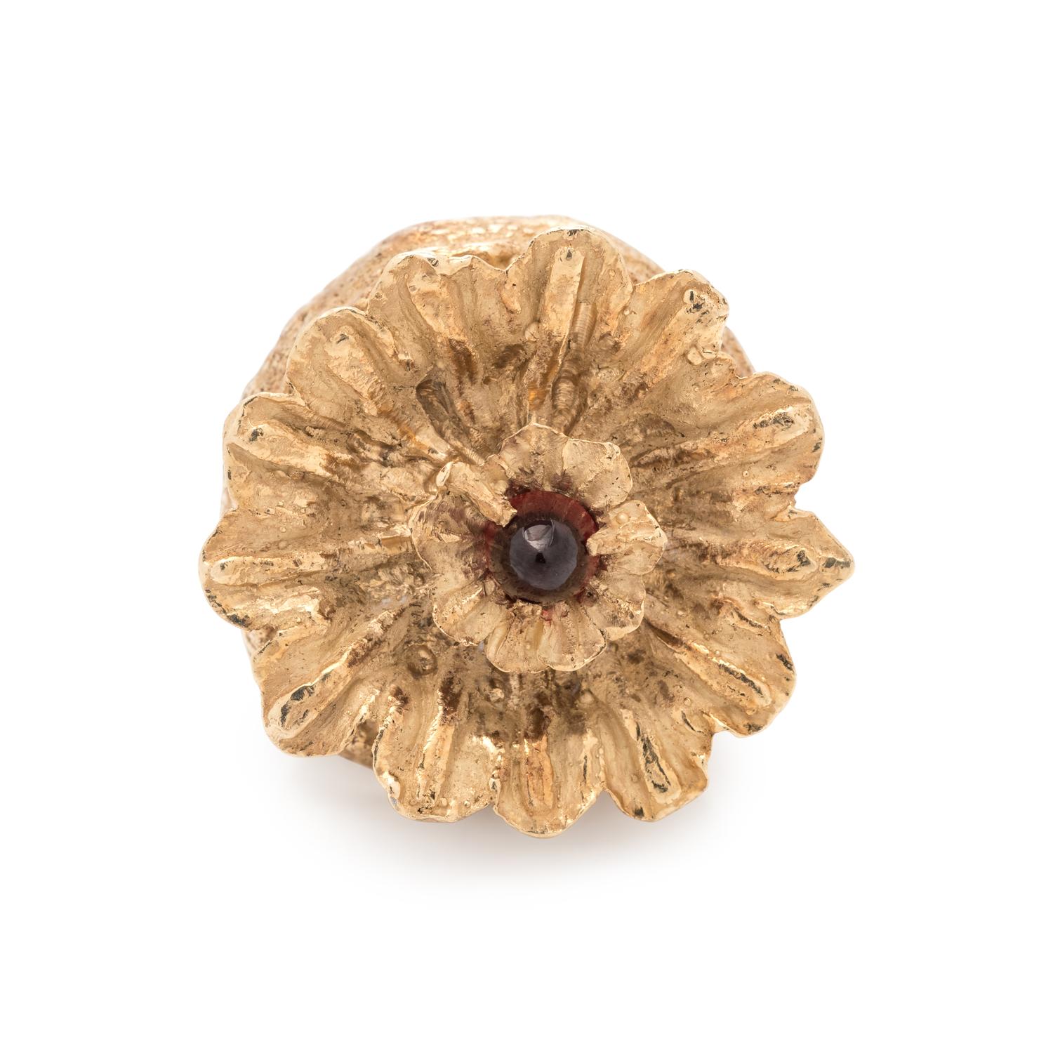 YELLOW GOLD AND GARNET RING
