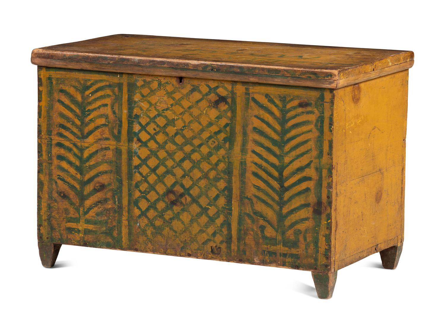 A Yellow and Green Painted Pine Blanket Chest, 19th Century