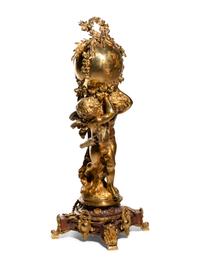 A French Gilt Bronze and Marble Figural Clock