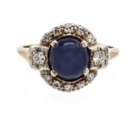 A Yellow Gold, Star Sapphire and Diamond Ring, 2.00 dwts.