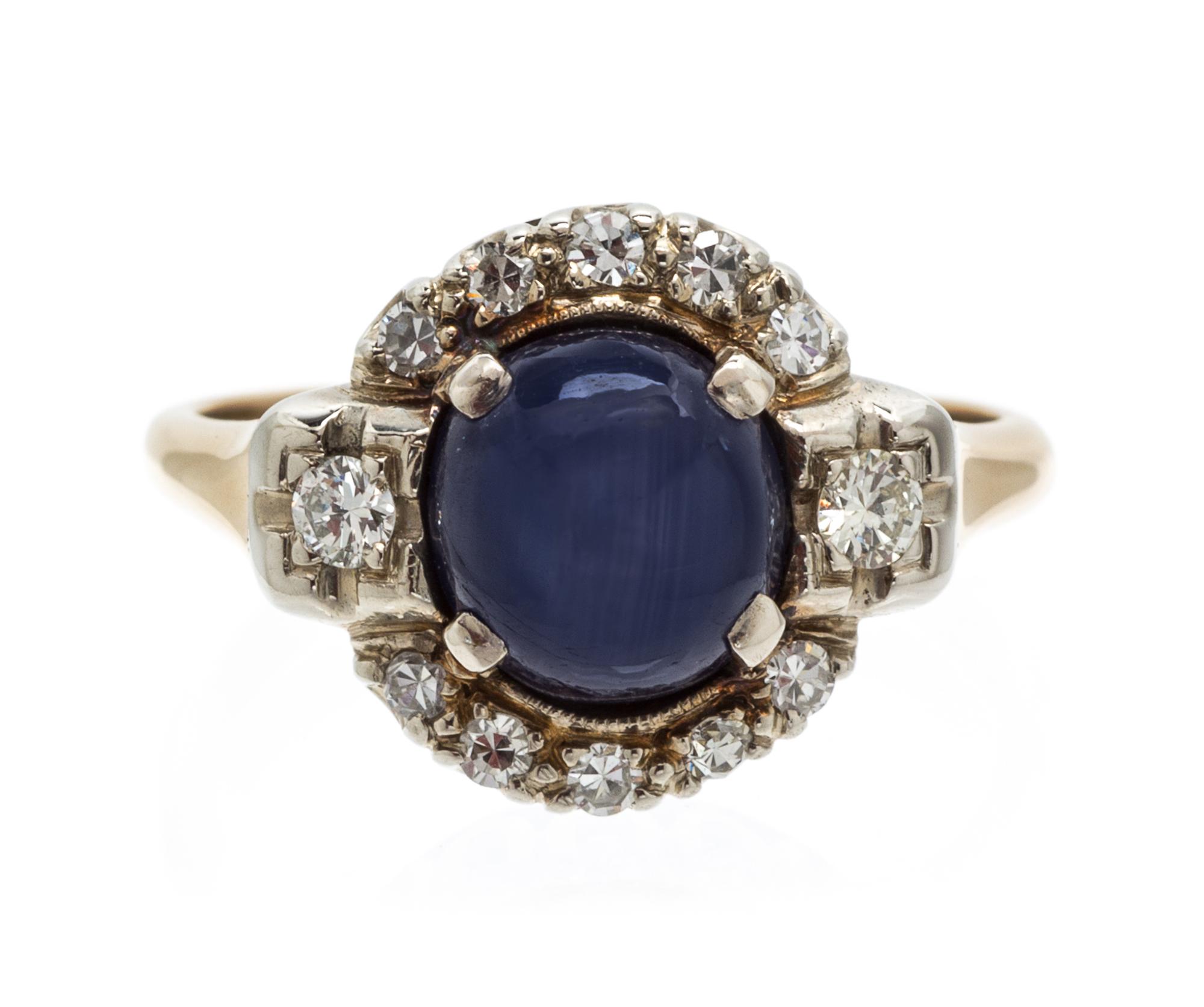 A Yellow Gold, Star Sapphire and Diamond Ring, 2.00 dwts.