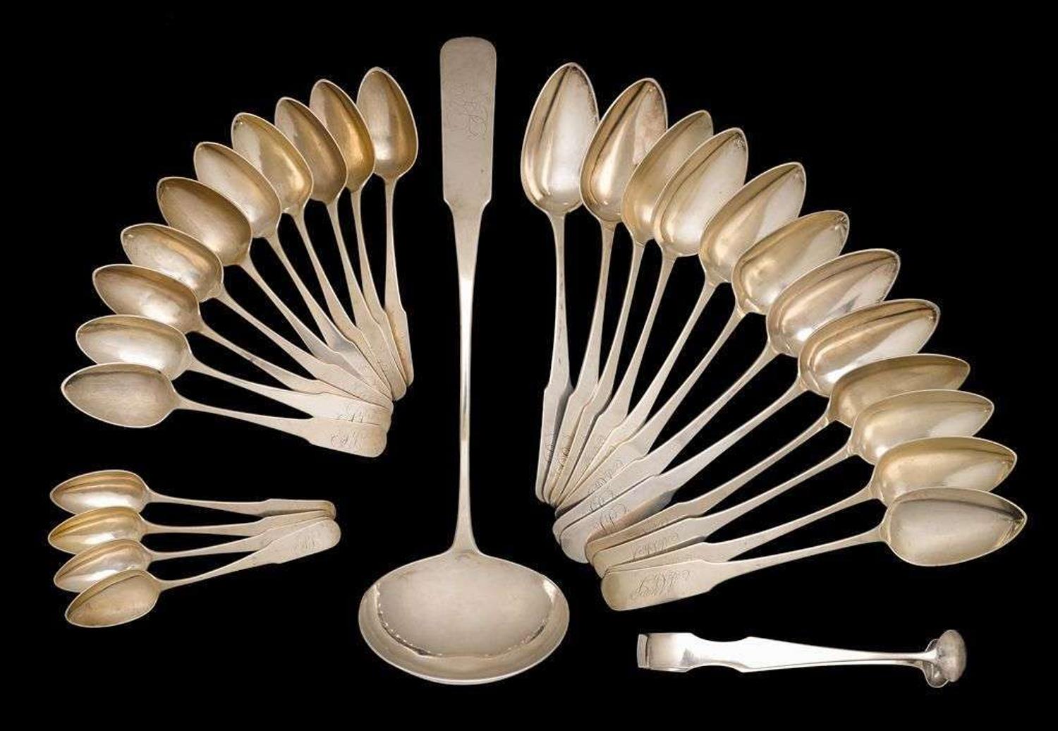 Collection of silver flatware nathaniel francis (active 1804-1827), new york, ny