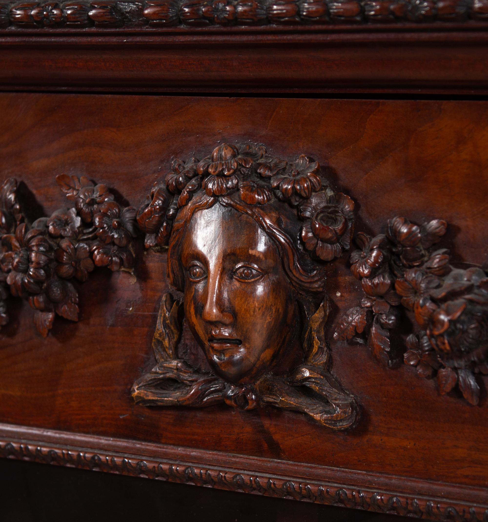 An English Jasperware Mounted Carved Burlwood Cabinet
