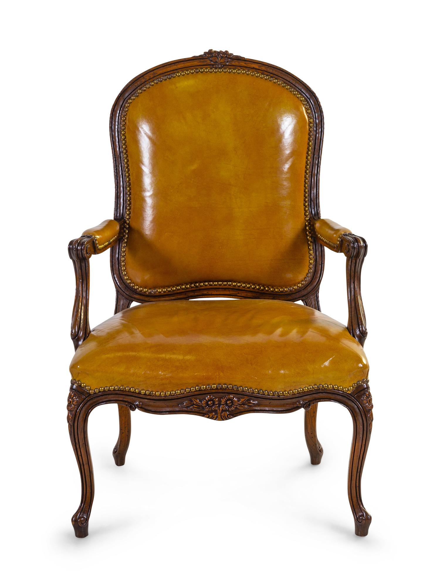 A Louis XVI Style Walnut Fauteuil