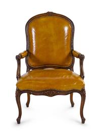 A Louis XVI Style Walnut Fauteuil