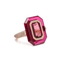 NATURAL SPINEL, SYNTHETIC RUBY, AND DIAMOND RING