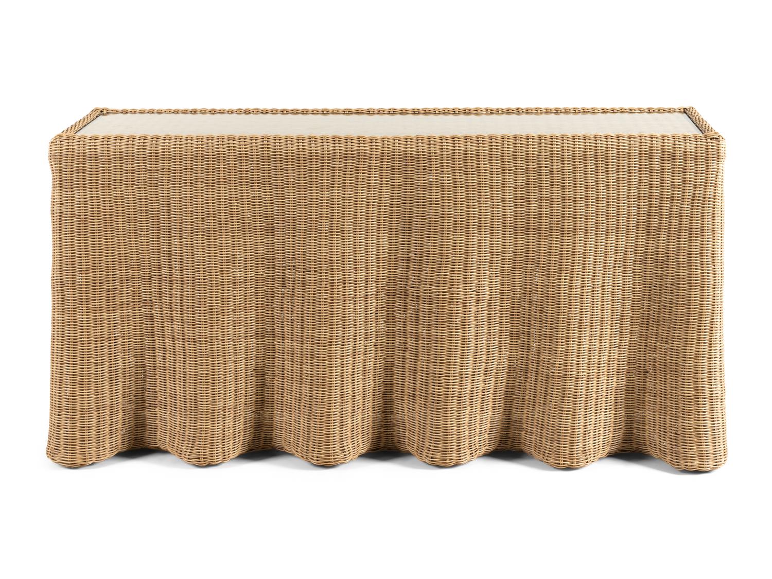 A Celerie Kemble-Designed Wicker Crespi Wave Console Table