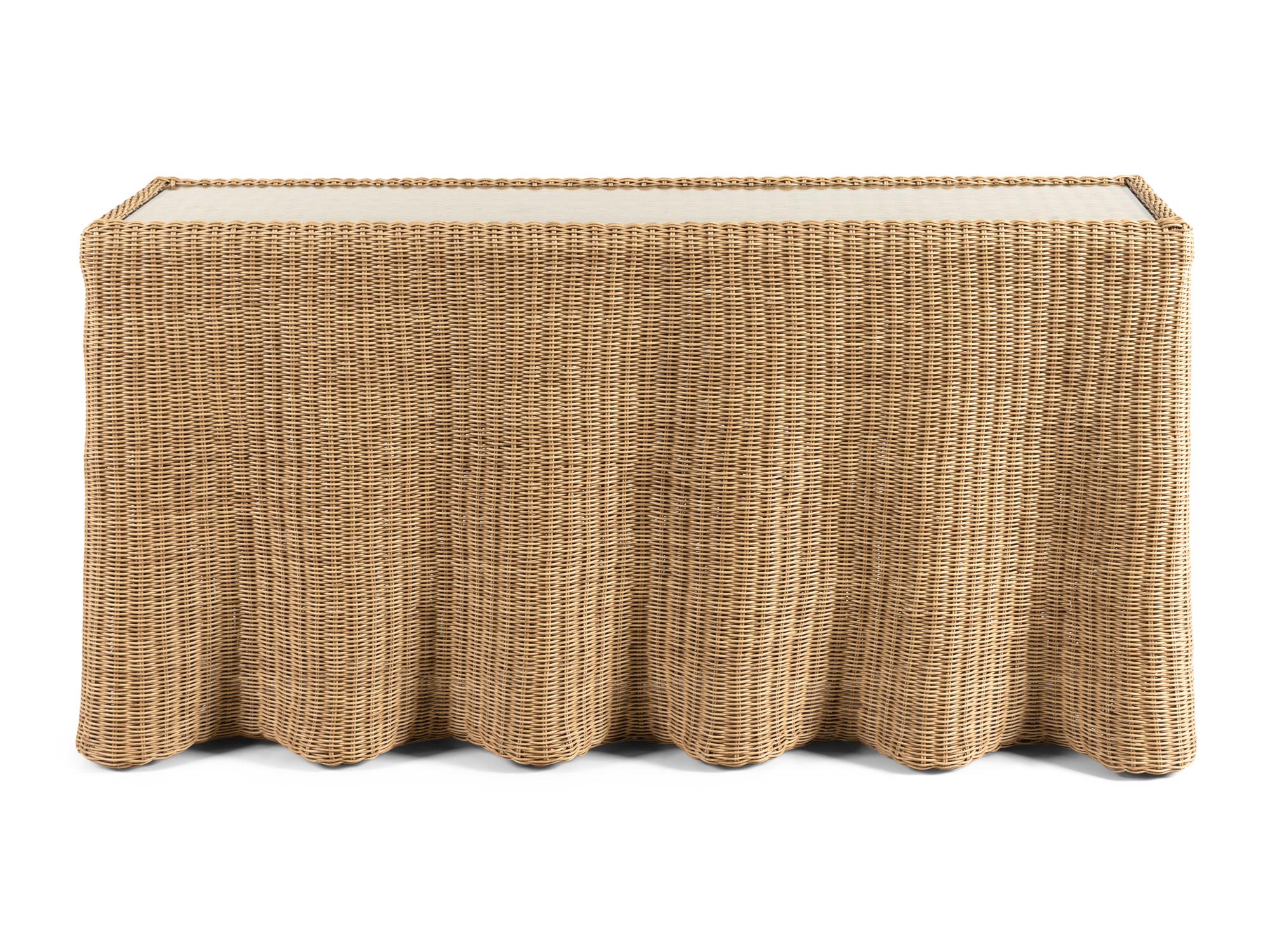 A Celerie Kemble-Designed Wicker Crespi Wave Console Table