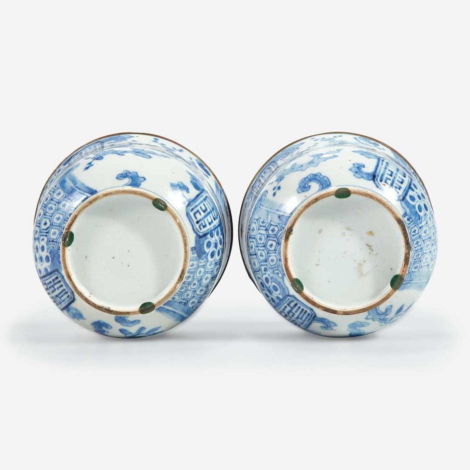 A pair of Chinese blue and white jars and covers Qing dynasty