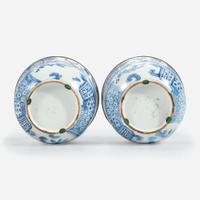 A pair of Chinese blue and white jars and covers Qing dynasty