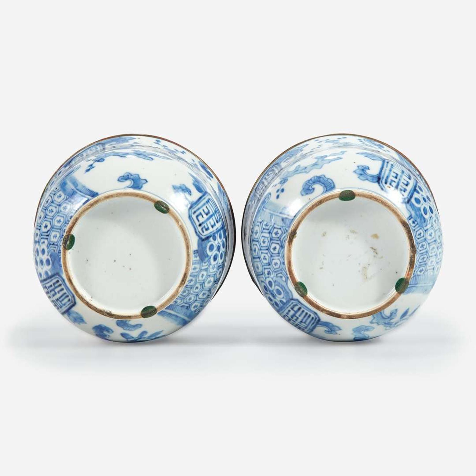 A pair of Chinese blue and white jars and covers Qing dynasty