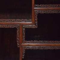 A Pair of Carved Hongmu "Dragons" Display Cabinets 紅木龍紋多宝格一對