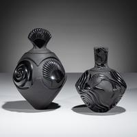Carved Blackware Lidded Jars