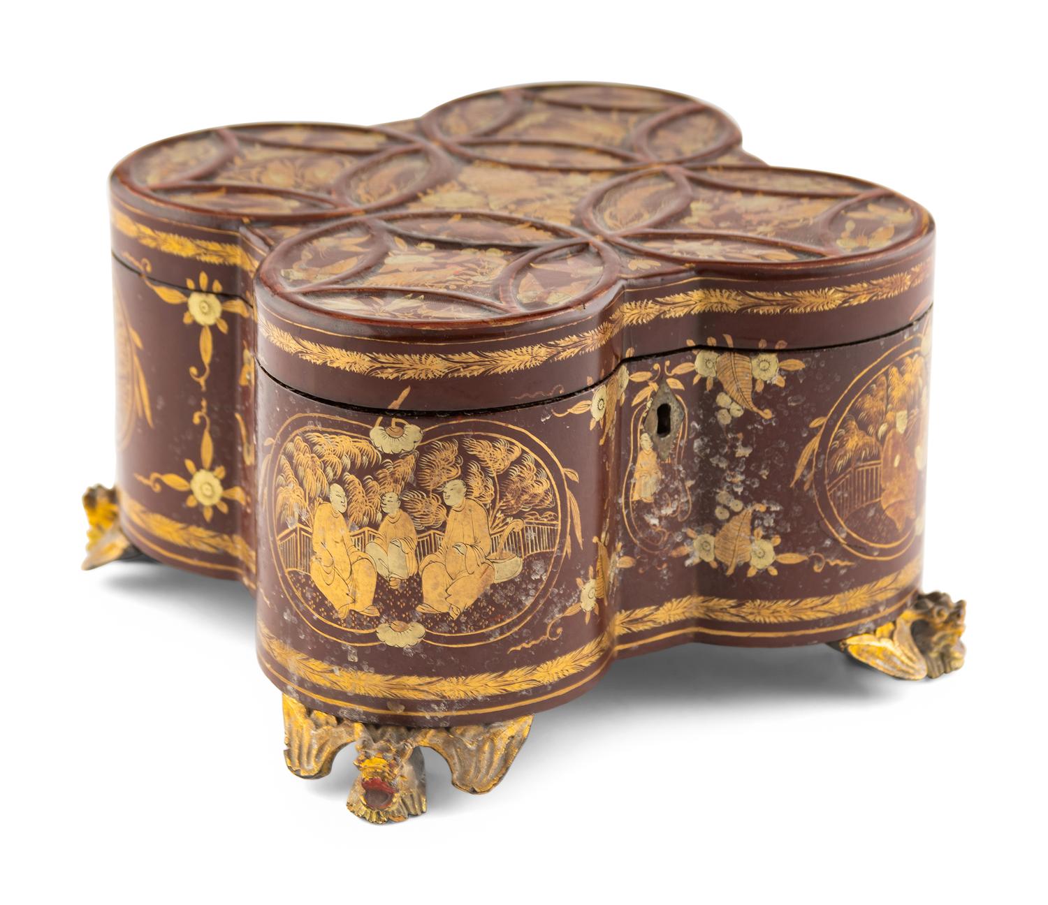 A Chinese Export Lacquer Tea Caddy