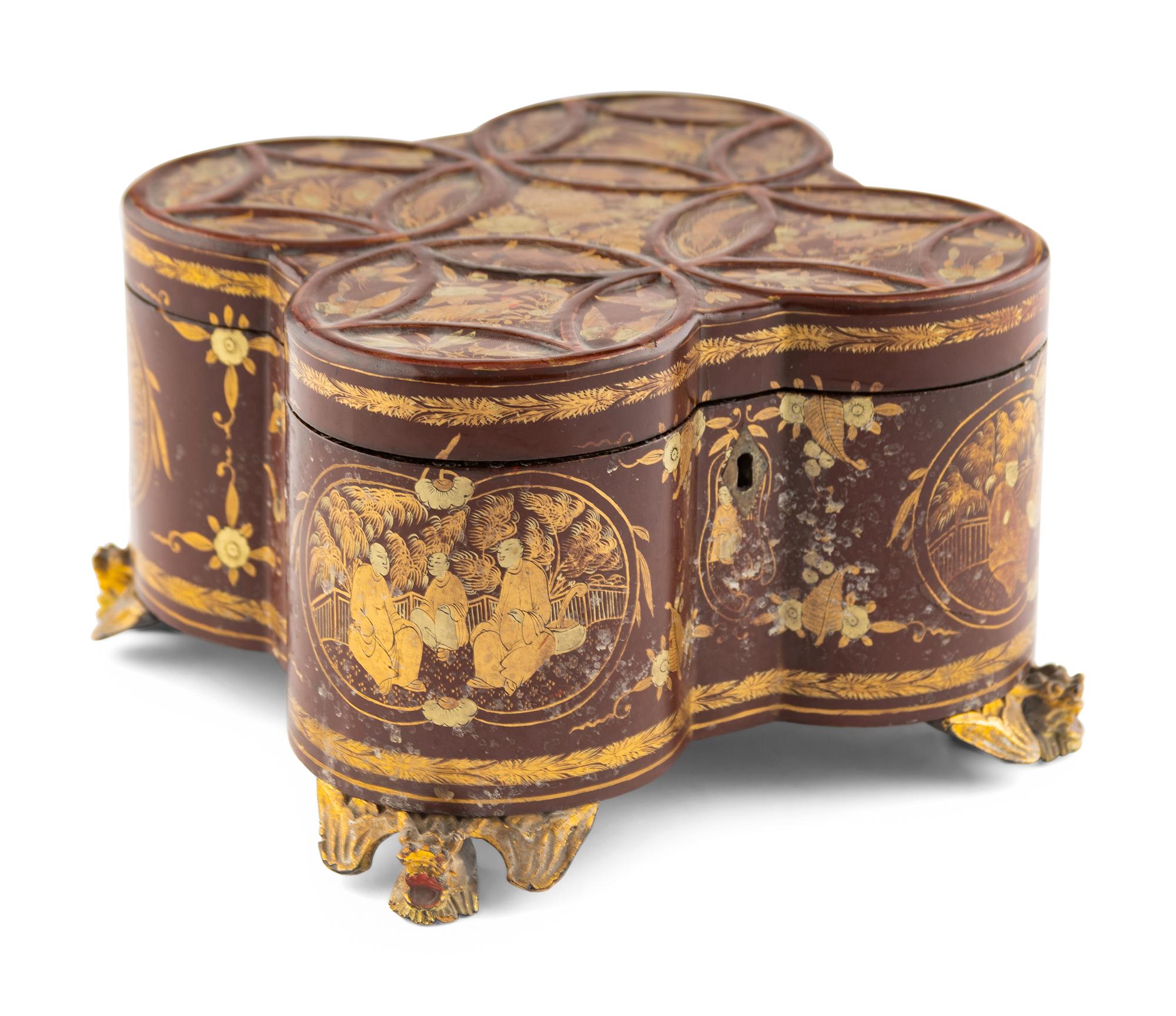 A Chinese Export Lacquer Tea Caddy
