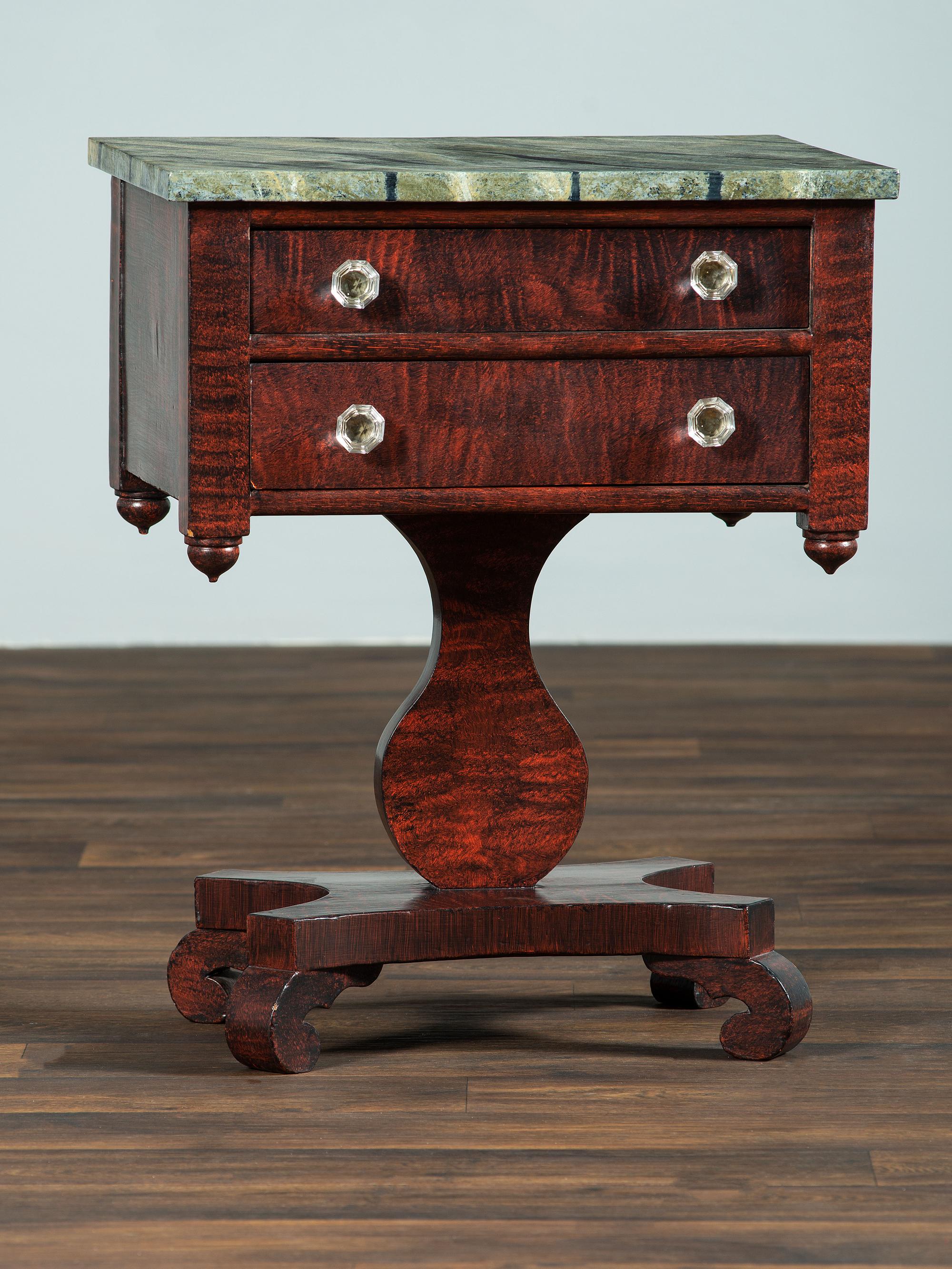 A Classical Grain Painted Mahogany Two-Drawer Stand