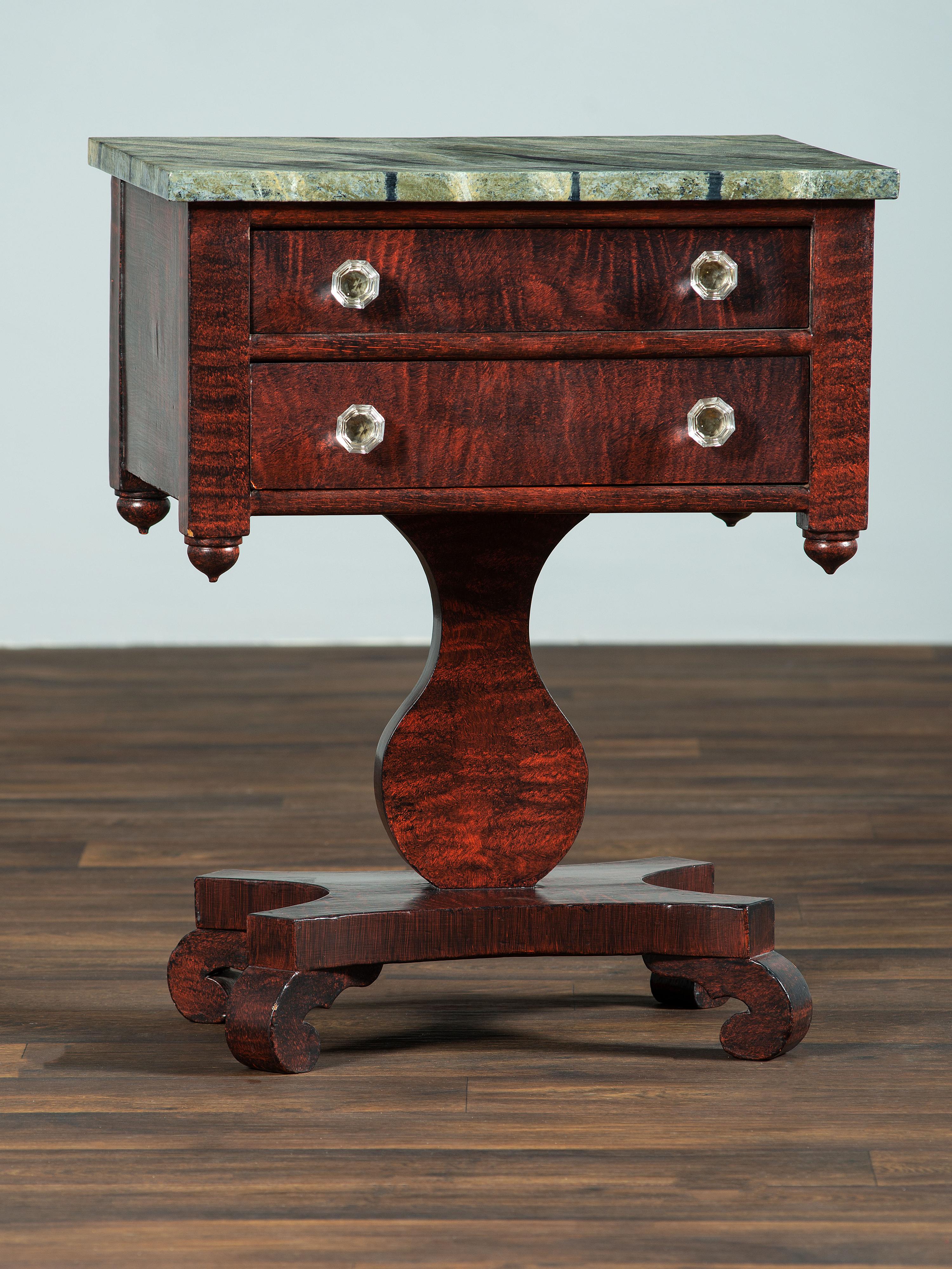 A Classical Grain Painted Mahogany Two-Drawer Stand