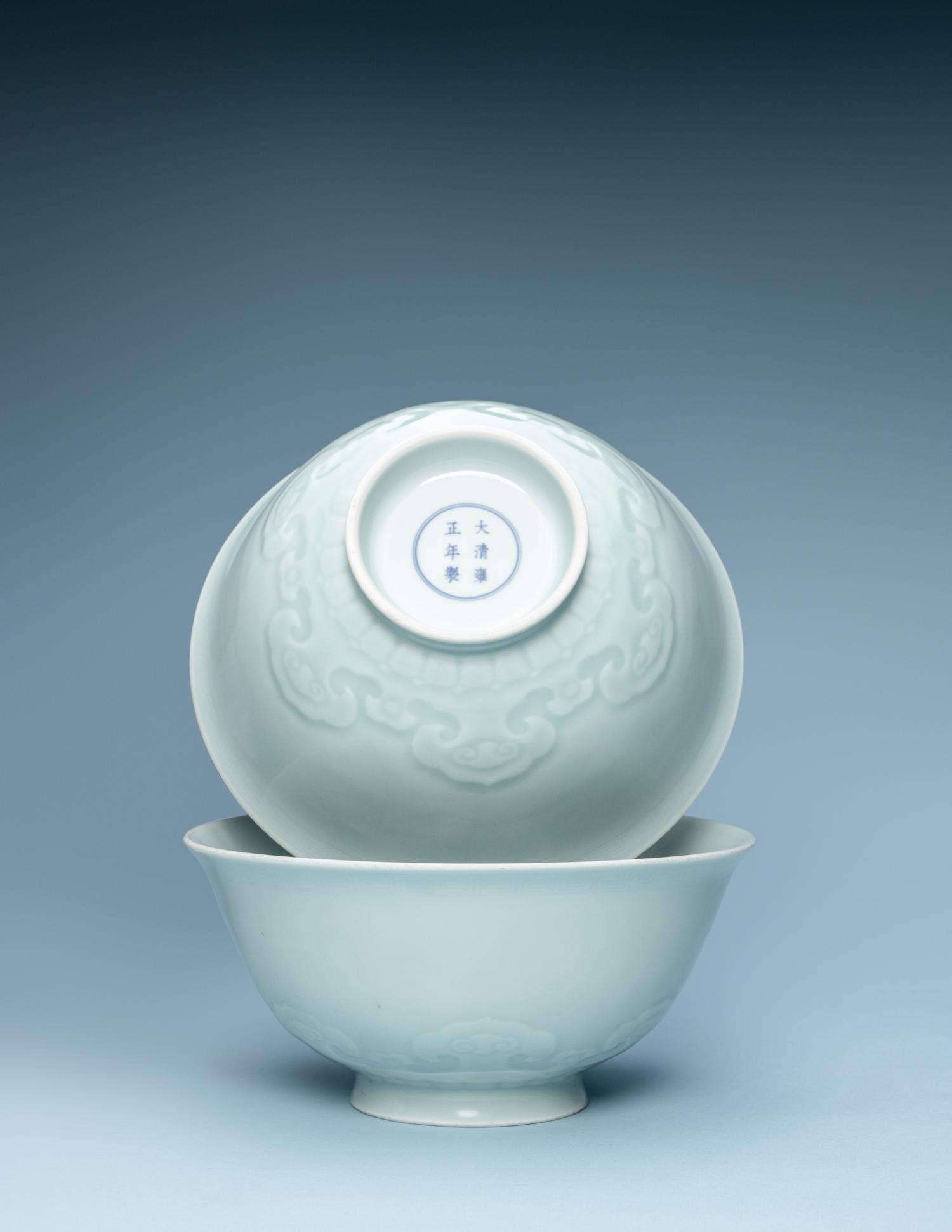 A Pair of Rare and Large Chinese Celadon Glazed Bowls