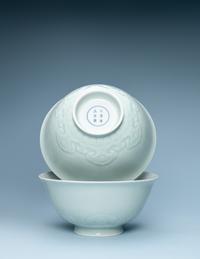 A Pair of Rare and Large Chinese Celadon Glazed Bowls