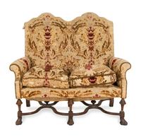 A Louis XIV Style Tapestry Upholstered Walnut Settee
