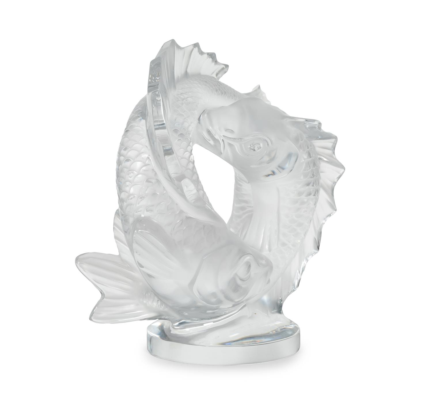 A Lalique Deux Poissons Sculpture