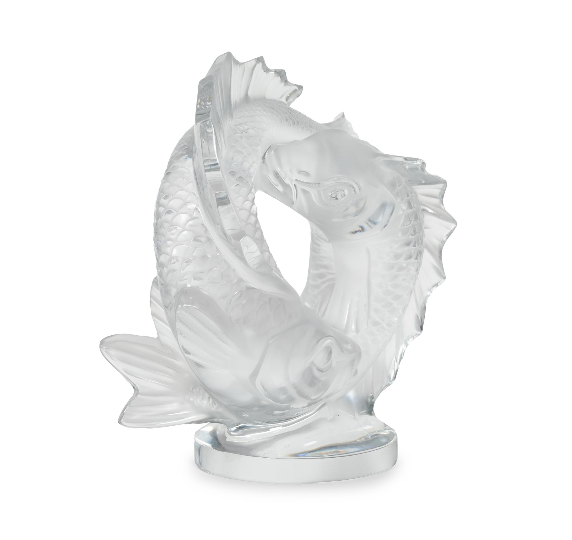 A Lalique Deux Poissons Sculpture
