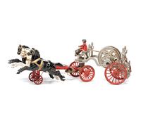 A Painted Cast-Iron Three-Horse Toy Fire Engine