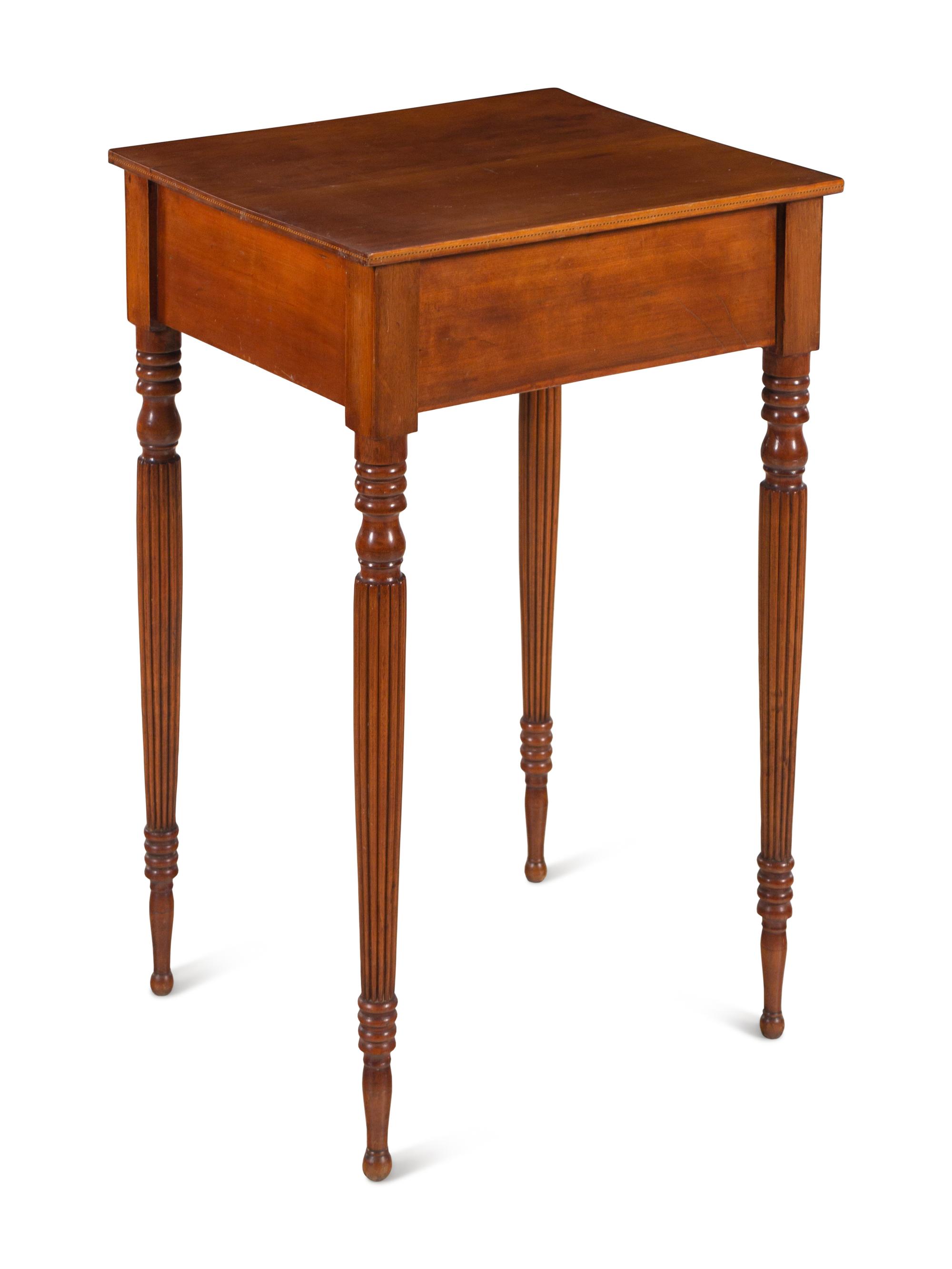 A Federal Turned and Inlaid Cherrywood Side Table