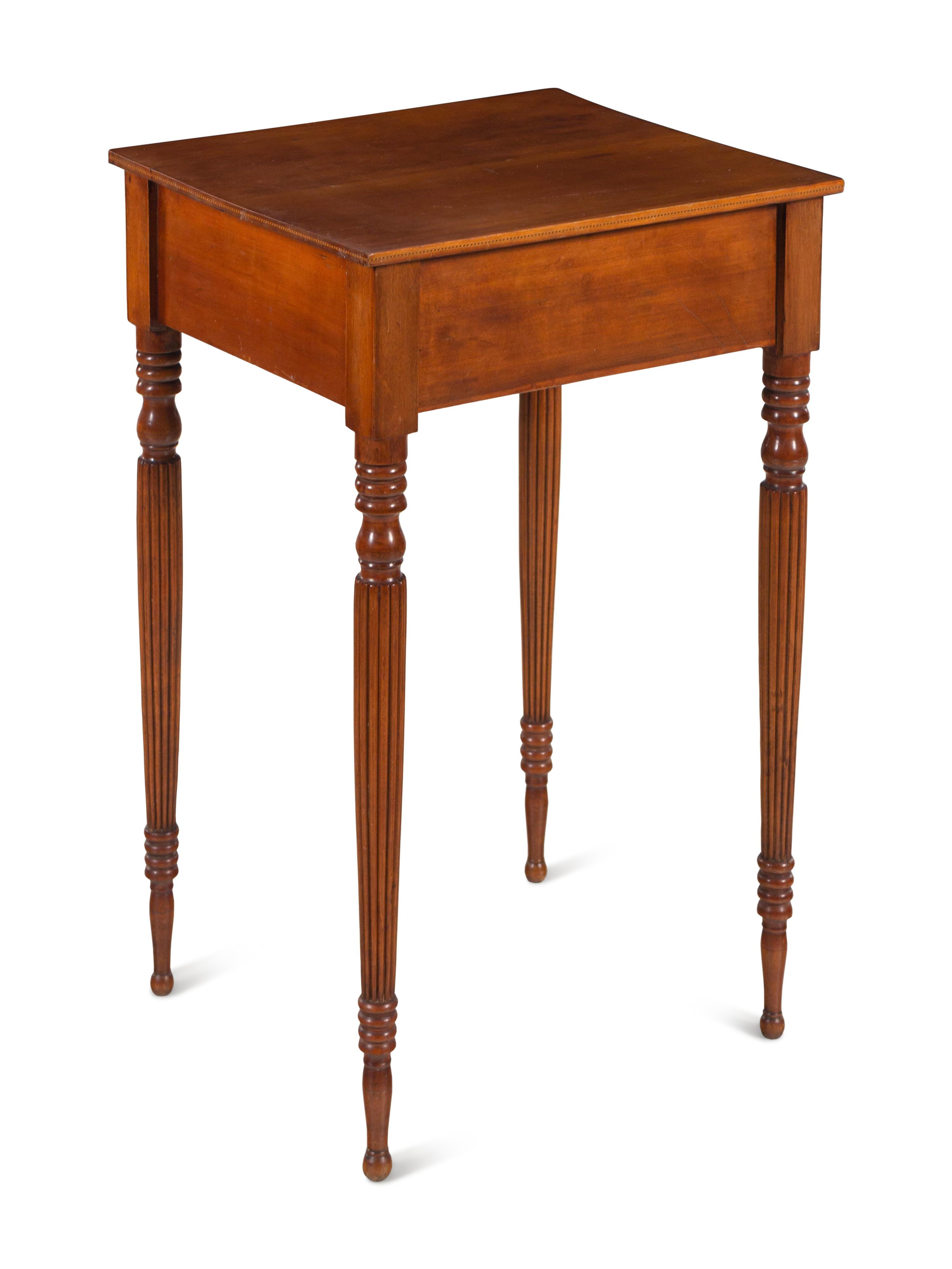 A Federal Turned and Inlaid Cherrywood Side Table