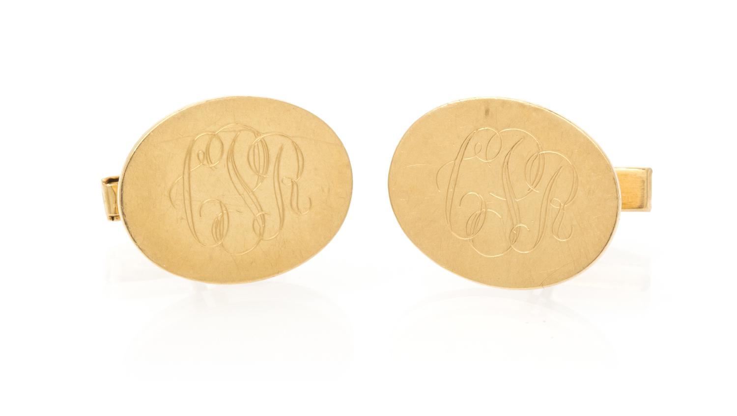 A Pair of 14 Karat Yellow Gold Cufflinks. 10.40 dwts.