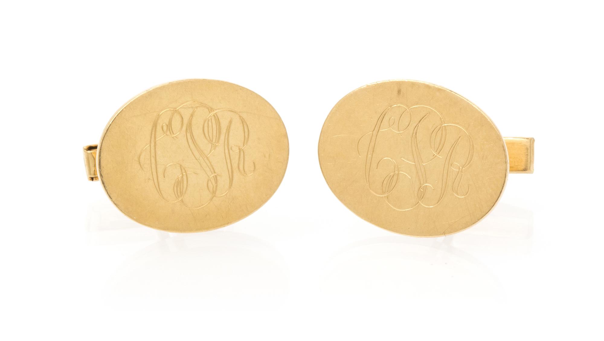 A Pair of 14 Karat Yellow Gold Cufflinks. 10.40 dwts.