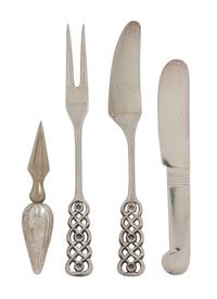 A Group of Continental and American Silver Articles, Various Makers, comprising a Norwegian silver hors d'oeuvres set by David Andersen