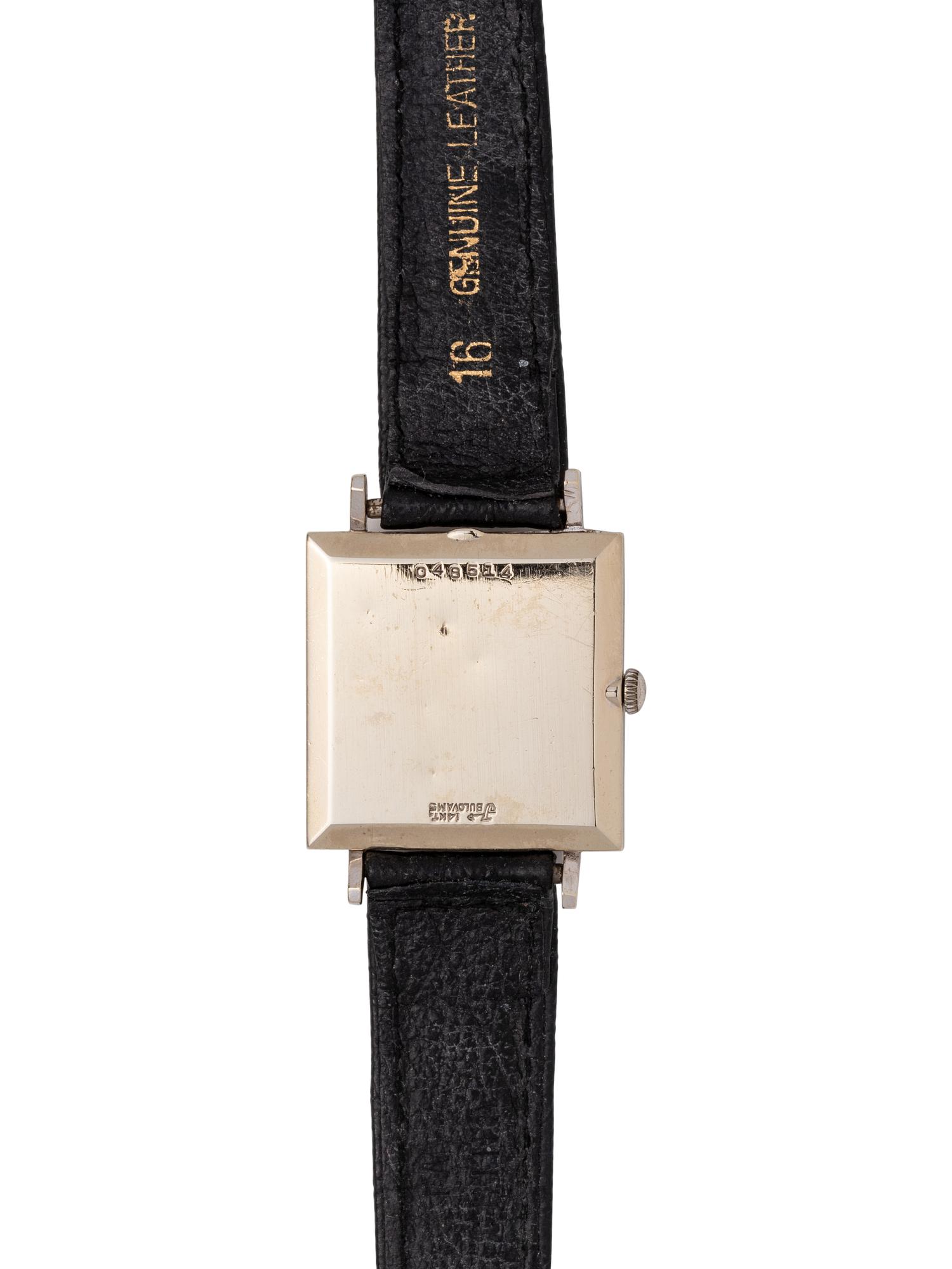 BULOVA, 14K WHITE GOLD AND DIAMOND WRISTWATCH