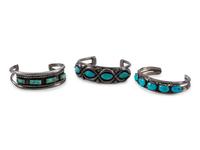 Navajo Silver and Turquoise Cuff Bracelets