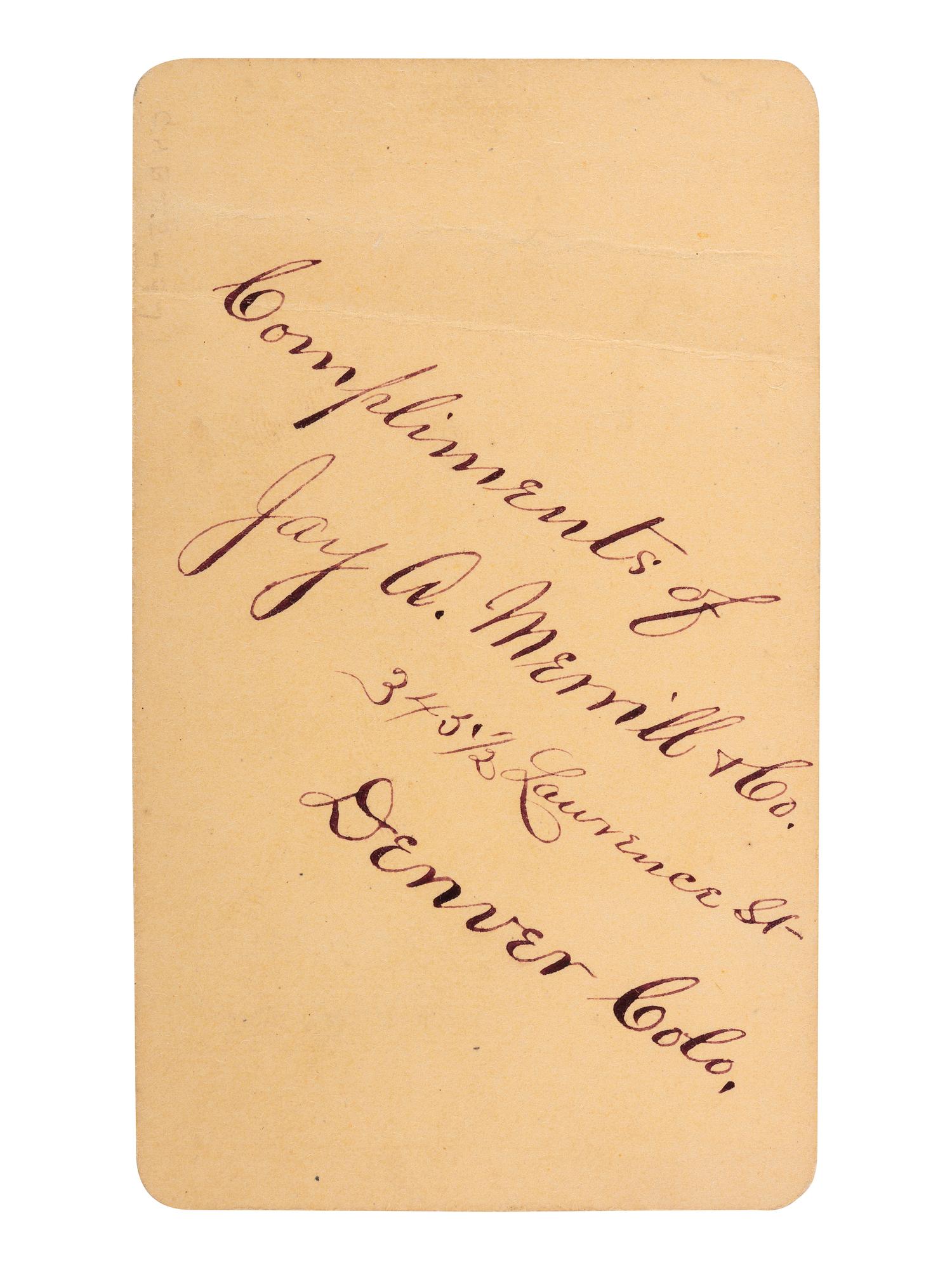 [COLORADO]. Jay A. Merrill & Co. Inventors Headquarters, Denver, CO.