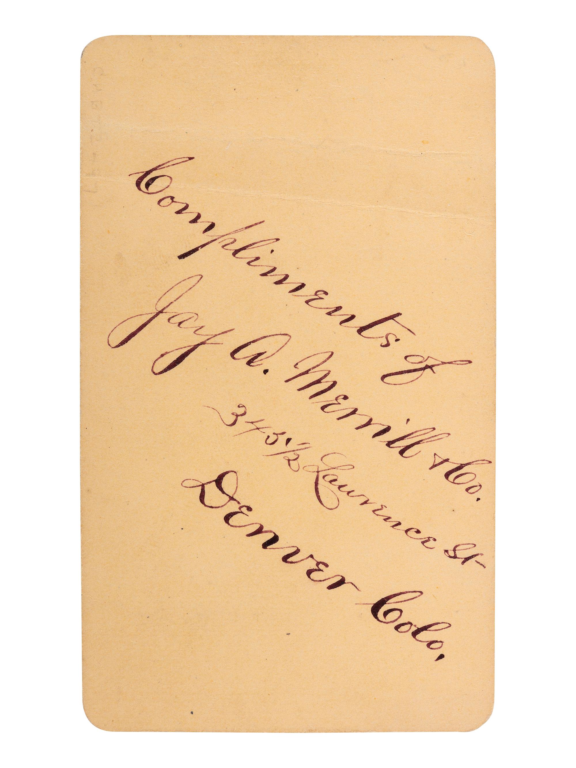 [COLORADO]. Jay A. Merrill & Co. Inventors Headquarters, Denver, CO.