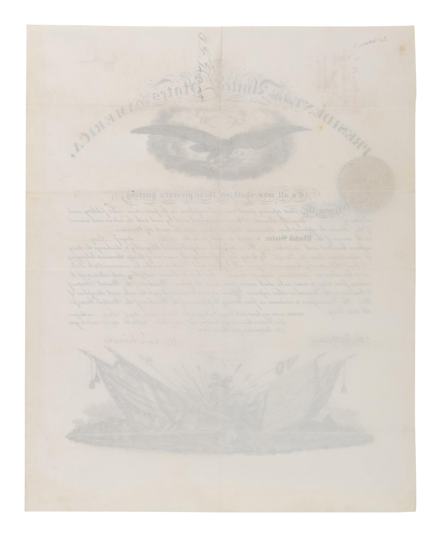 LINCOLN, Abraham (1809-1865). Partially engraved document signed ("Abraham Lincoln"), as President, City of Washington, 26 July 1862, countersigned by Edwin STANTON (1814-1869), as Secretary of War.