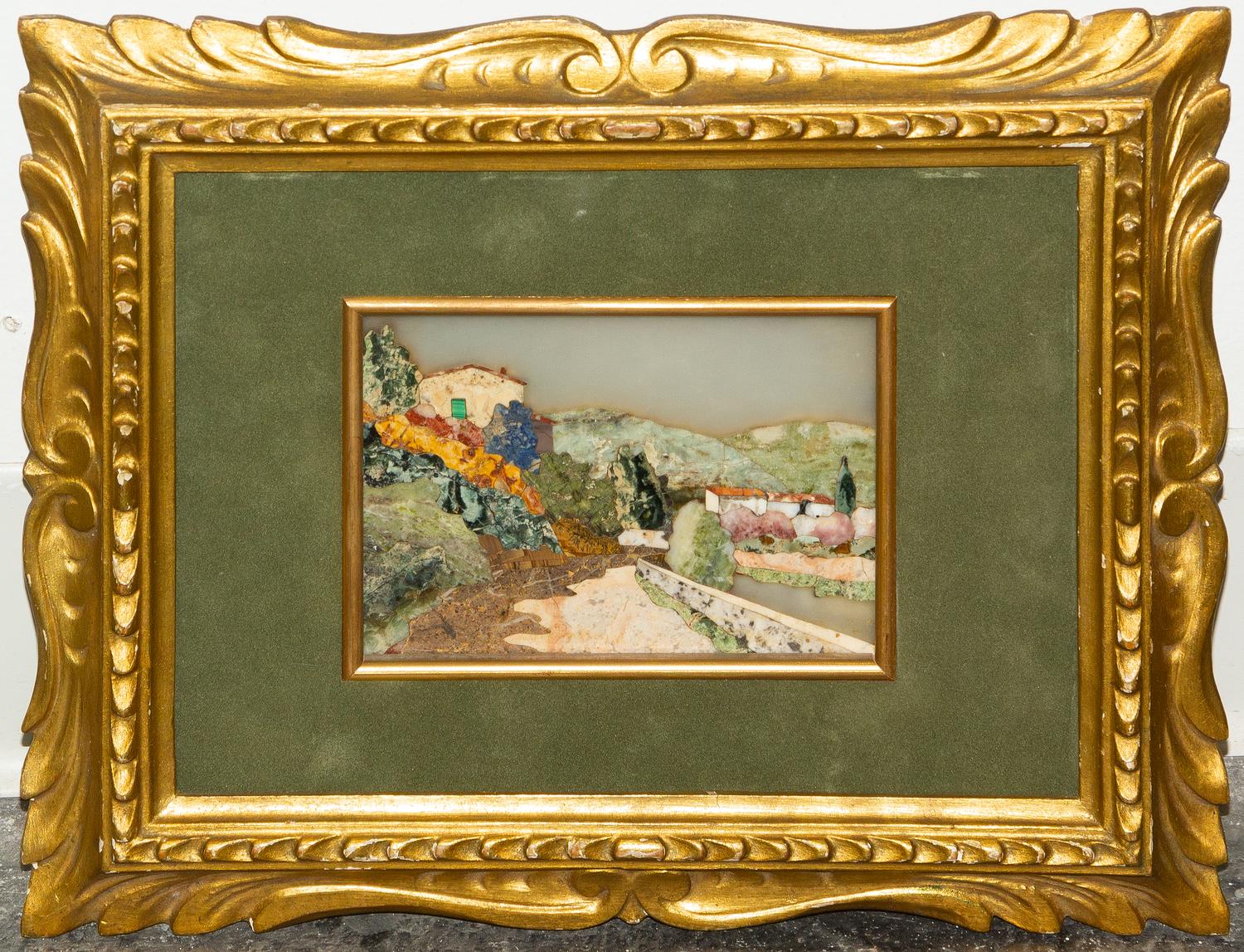 A Pietra Dura Plaque Height of plaque 3 3/4 x width 5 1/4 inches. — 19TH CENTURY