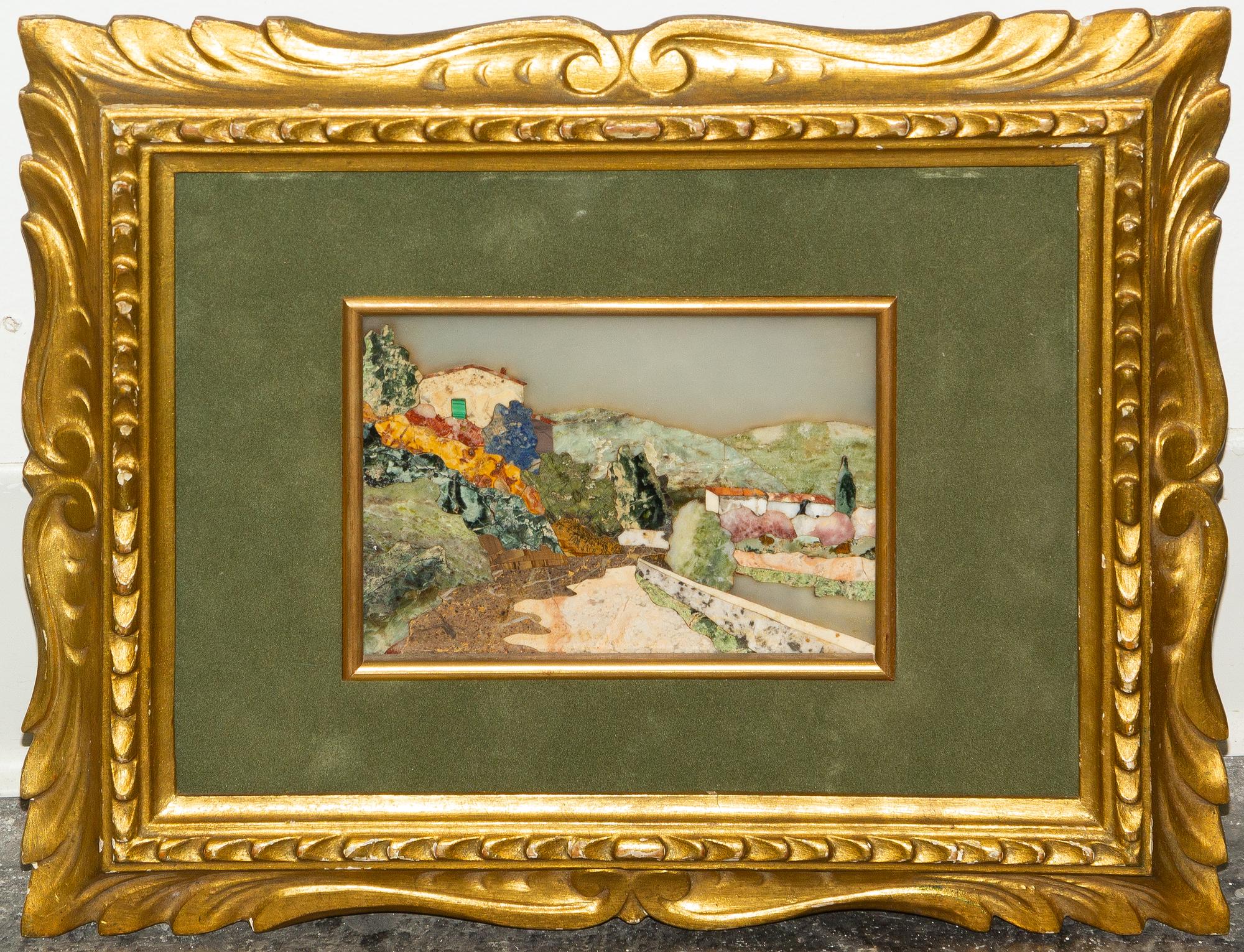 A Pietra Dura Plaque Height of plaque 3 3/4 x width 5 1/4 inches. — 19TH CENTURY