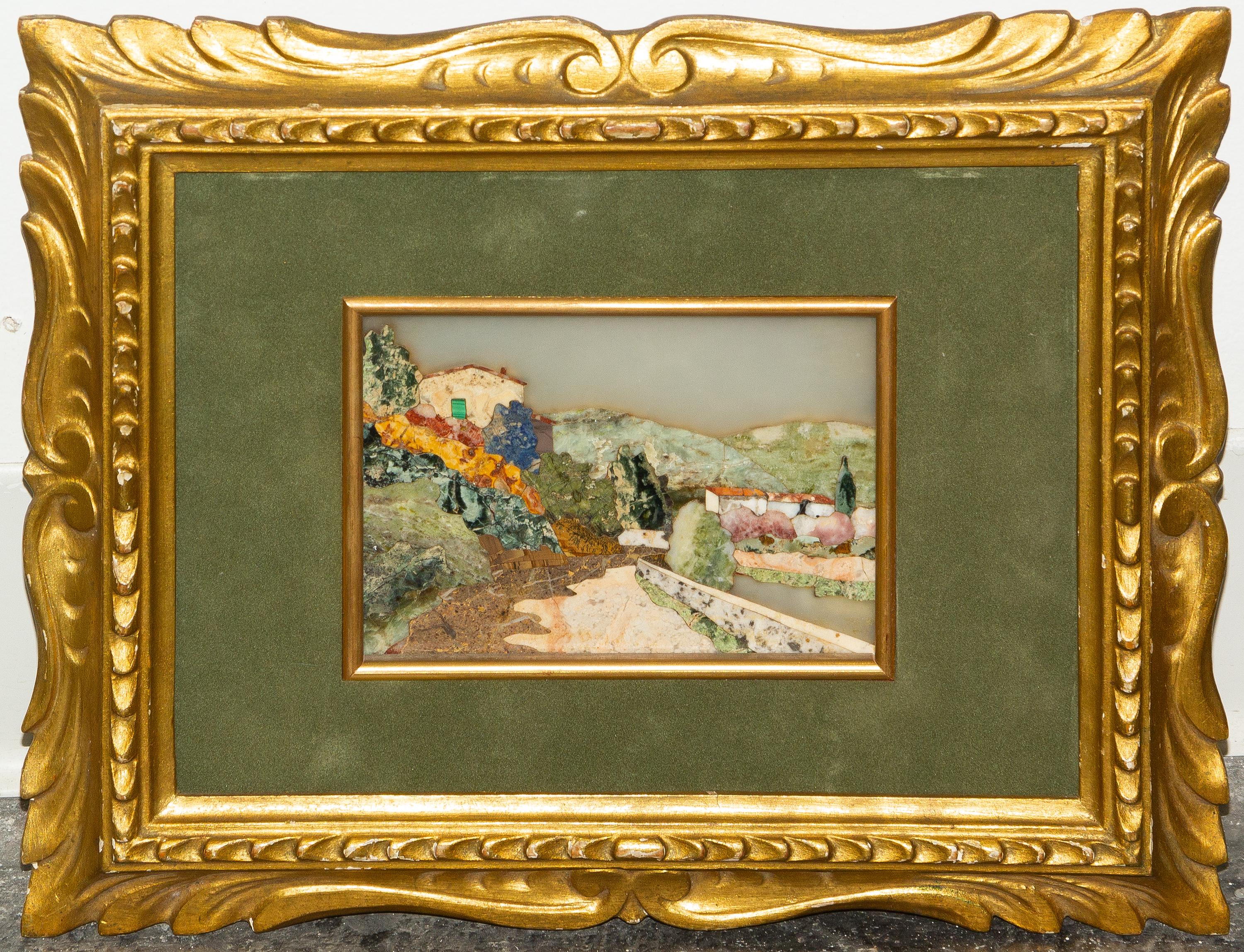 A Pietra Dura Plaque Height of plaque 3 3/4 x width 5 1/4 inches. — 19TH CENTURY