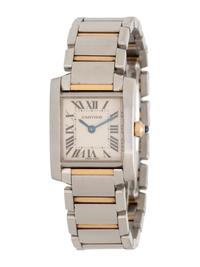 CARTIER, REF. 2384 STAINLESS STEEL AND YELLOW GOLD 'TANK FRANCAISE' WRISTWATCH