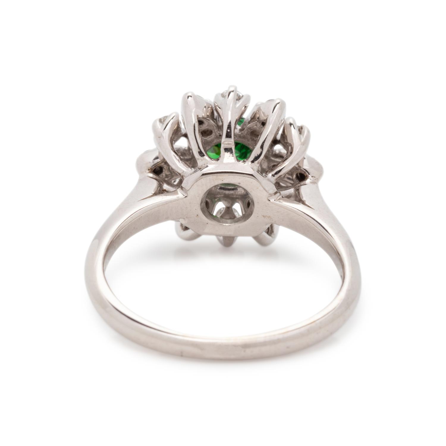 TSAVORITE GARNET AND DIAMOND RING