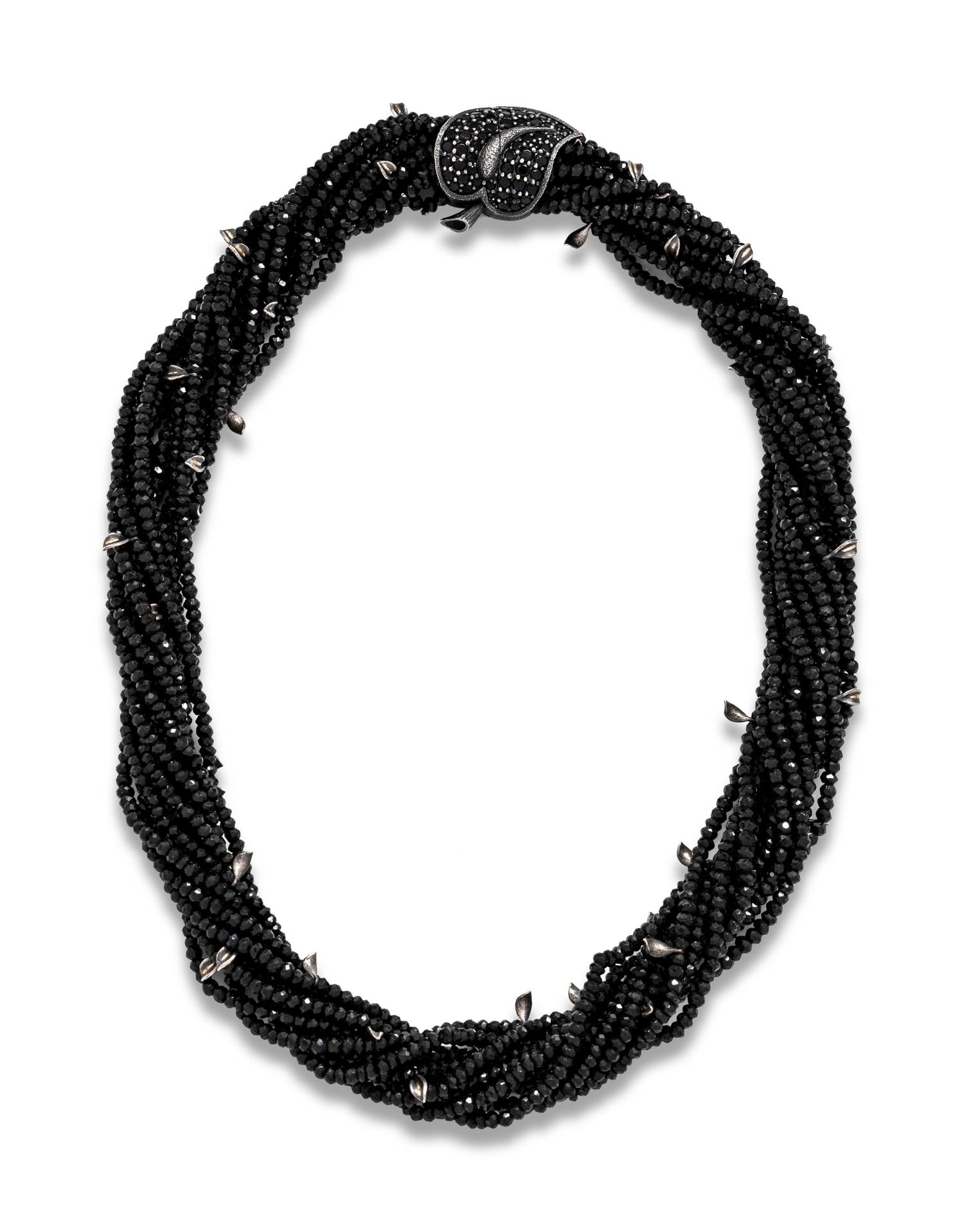 ALEX SOLDIER, SPINEL AND BLACK DIAMOND 'SUNFLOWER LEAF' TORSADE NECKLACE