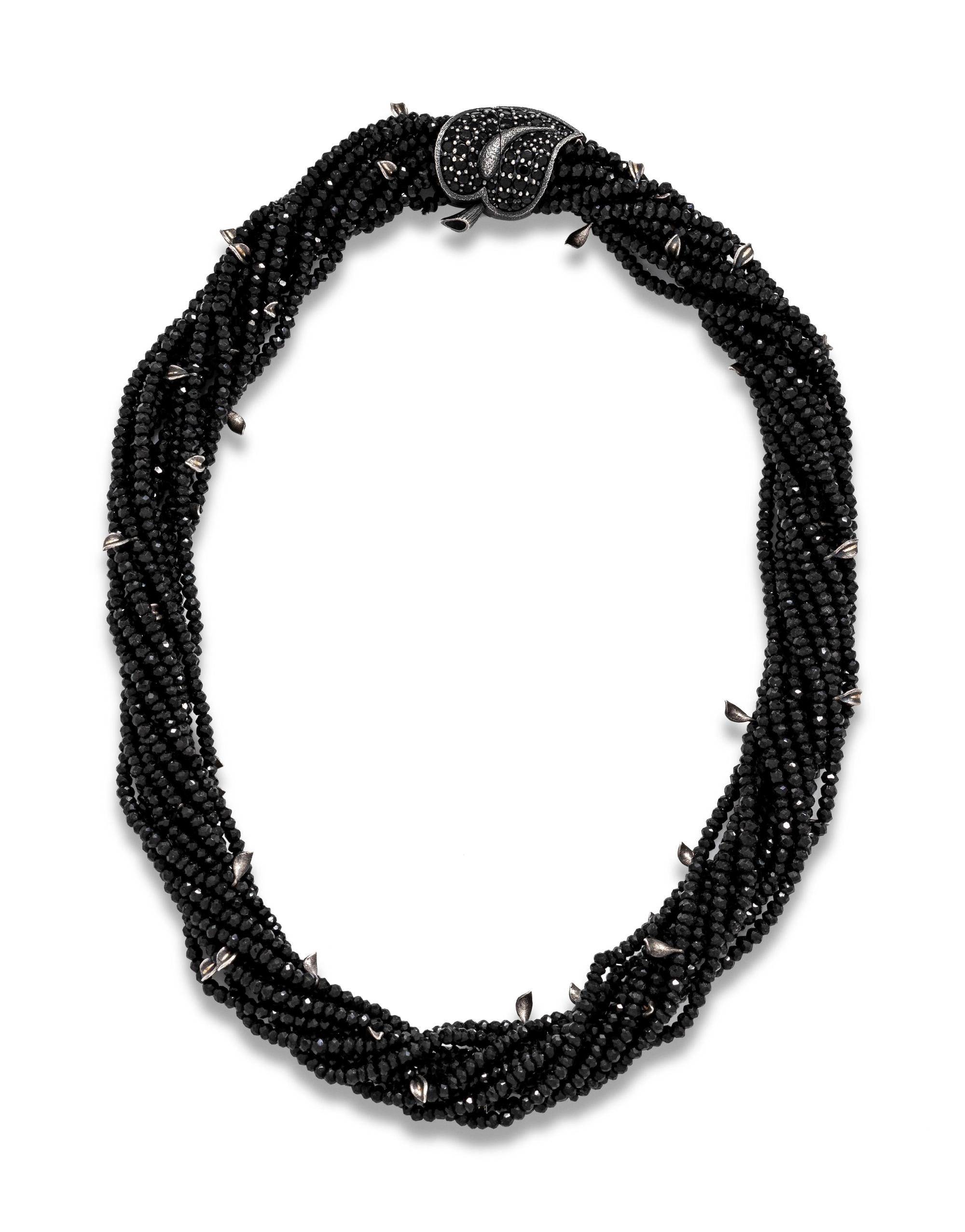 ALEX SOLDIER, SPINEL AND BLACK DIAMOND 'SUNFLOWER LEAF' TORSADE NECKLACE