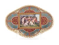 A Berlin (K.P.M.) Painted and Parcel Gilt Porcelain Quatrefoil Tray