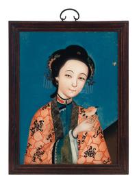 Two Chinese Reverse-Painted Glass Portraits
