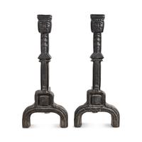 A Pair of Gothic Style Iron Andirons