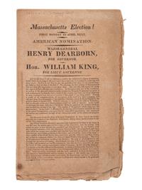 [MASSACHUSETTS] -- [DEARBORN, Henry (1751-1829)]. A group of signed documents and other ephemera related to military officer and politician Henry Dearborn, comprising:
