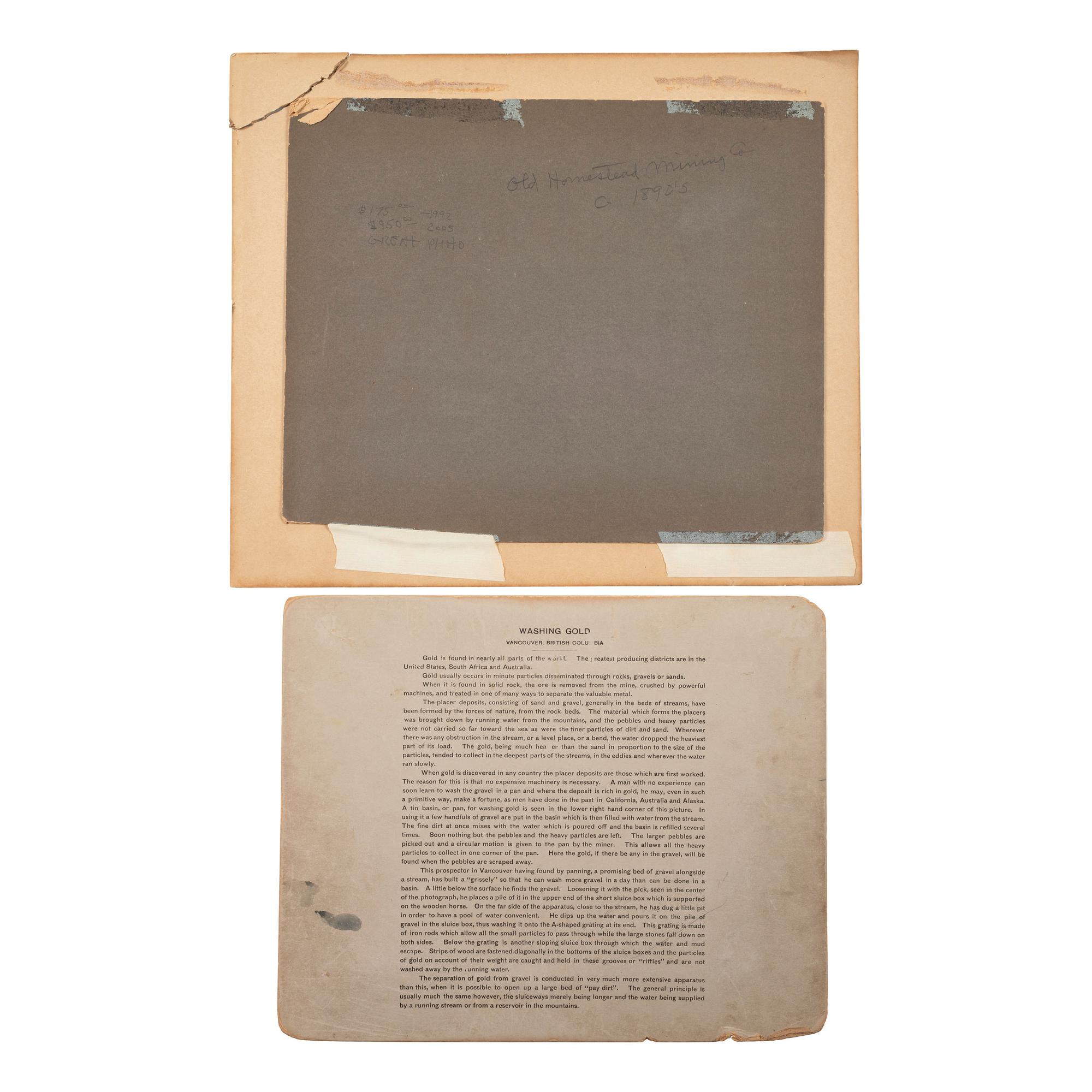 [MINING]. A group of early photographs and ephemera related to mining in the western United States, Canada, and Alaska, comprising: