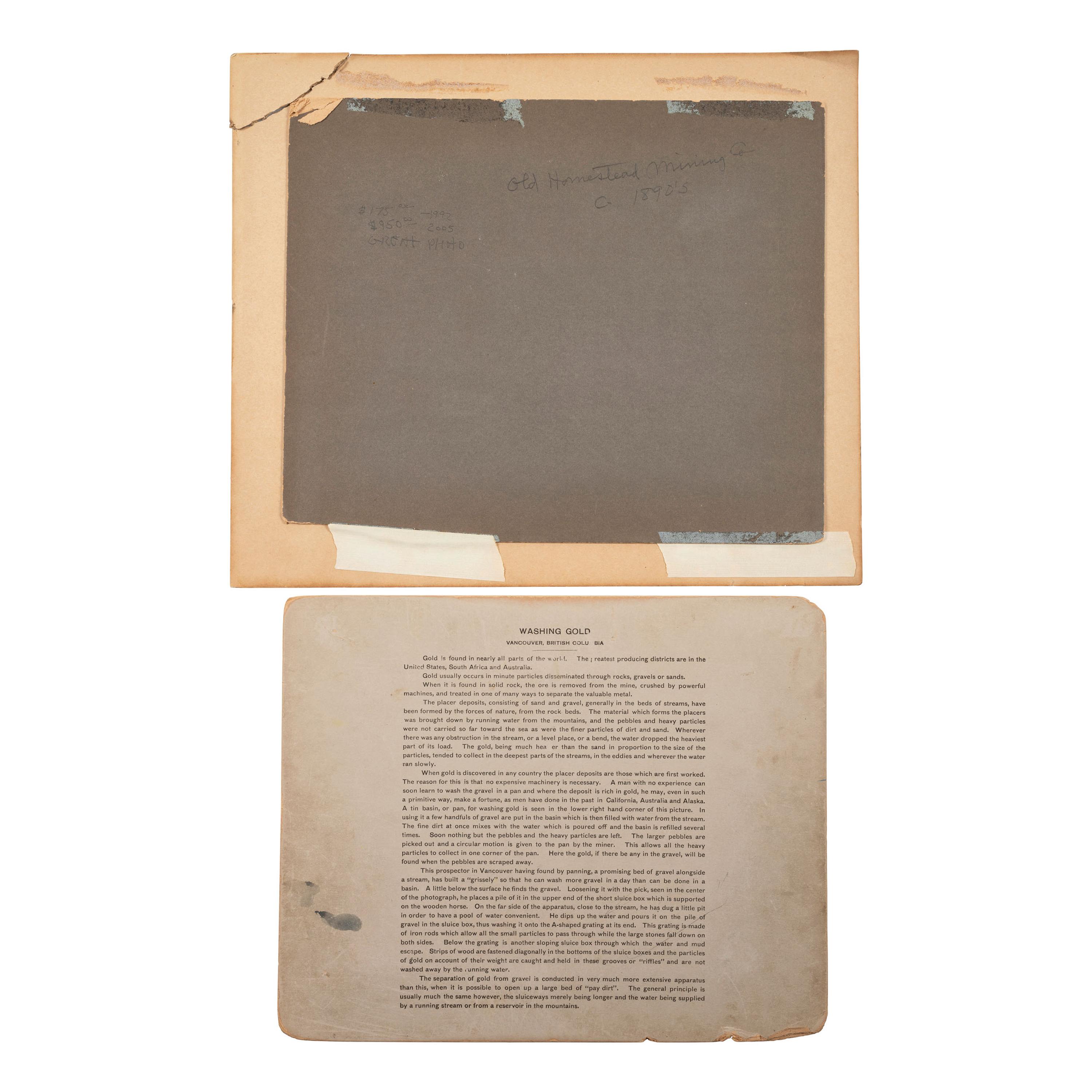 [MINING]. A group of early photographs and ephemera related to mining in the western United States, Canada, and Alaska, comprising: